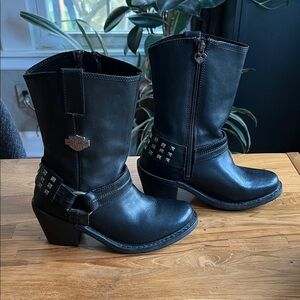 Harley-Davidson Black Studded Leather Boots